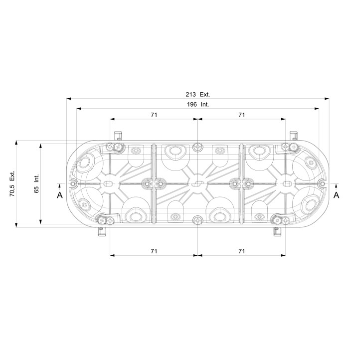 D70/3K установча коробка (підрозетник) Domos 3-70 мм з гвинтами