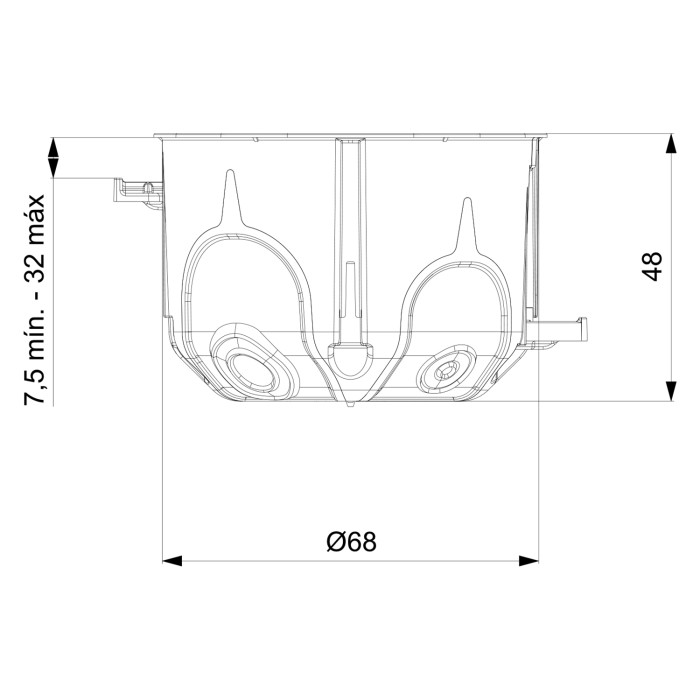D70/3K установча коробка (підрозетник) Domos 3-70 мм з гвинтами