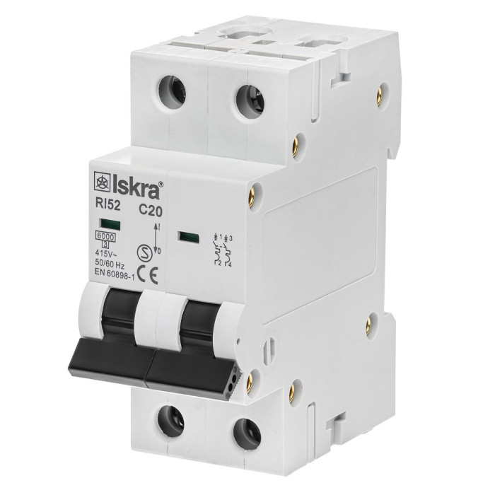 Модульний автоматичний вимикач ISKRA RI52 2P C20A 6кА - 786091121000