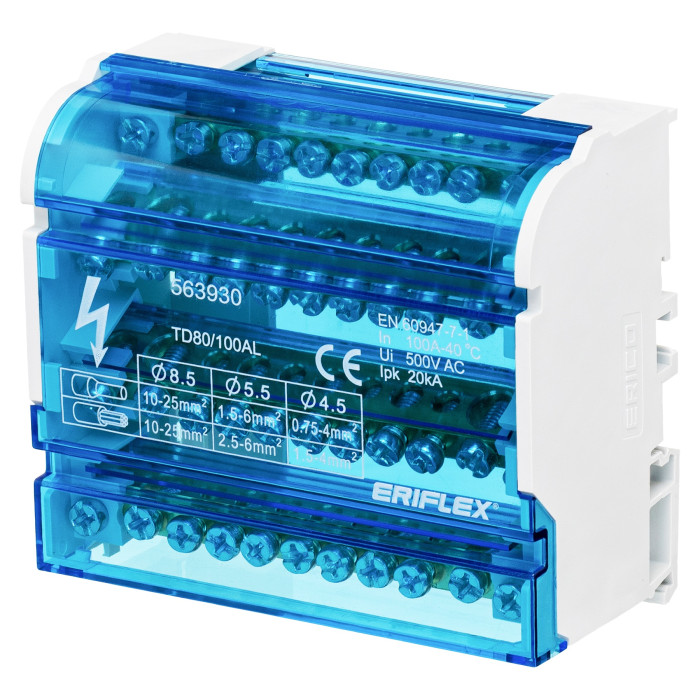 Чотириполюсна колодка nVent Eriflex ТD 80/100AL 10 виходів