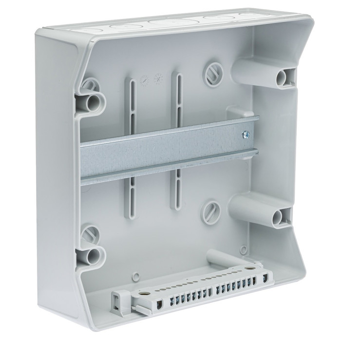 CDN8PT/RR Корпус розподільчий (ABS-пластик) ECOLOGY,1x8 модулів 231x238x118, IP65, з шинами N і PE