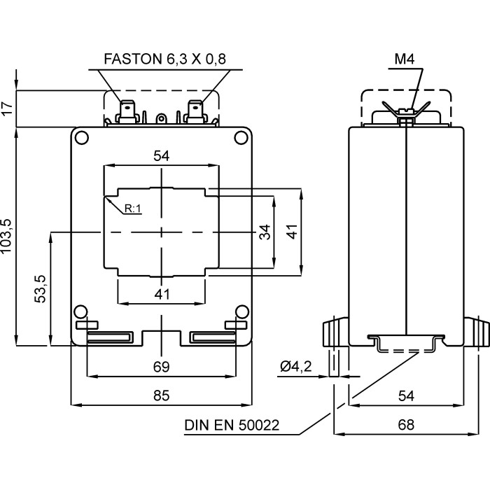 Трансформатор струму високоточний FRER TAC054 600 А 54 × 34 600/5 - TAC054600Y05