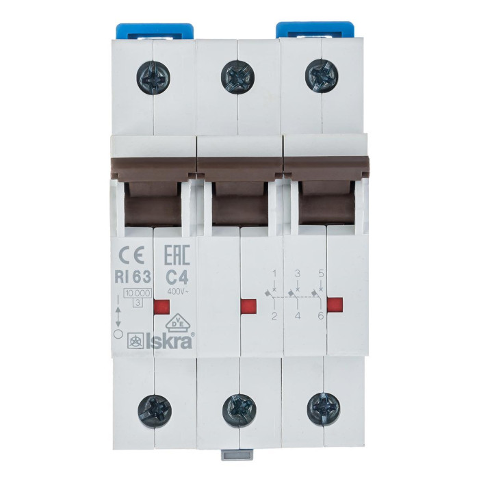 Модульний автоматичний вимикач ISKRA RI63 3P C4A 10кА - 786100099000