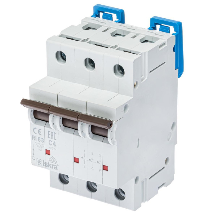 Модульний автоматичний вимикач ISKRA RI63 3P C4A 10кА - 786100099000