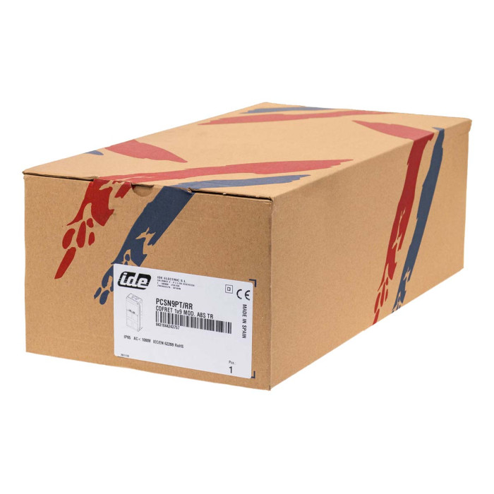 PCSN9PT/RR Настінний корпус для сил. розеток з отворами STAR 1х9 MOD 436x210x137мм, IP65, шини N+PE