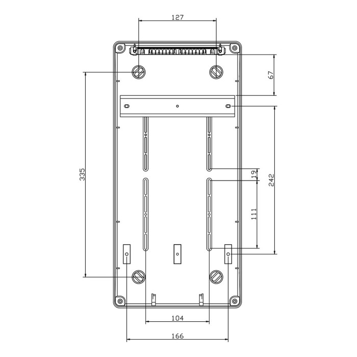 PCSN9PT/RR Настінний корпус для сил. розеток з отворами STAR 1х9 MOD 436x210x137мм, IP65, шини N+PE