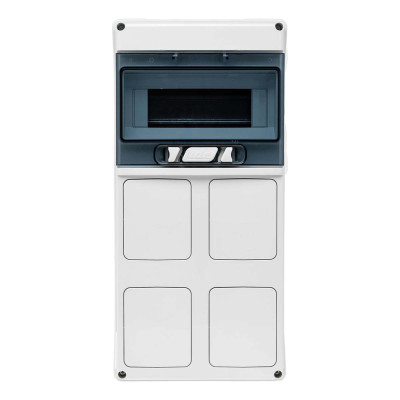 PCSN9PT/RR Настінний корпус для сил. розеток з отворами STAR 1х9 MOD 436x210x137мм, IP65, шини N+PE