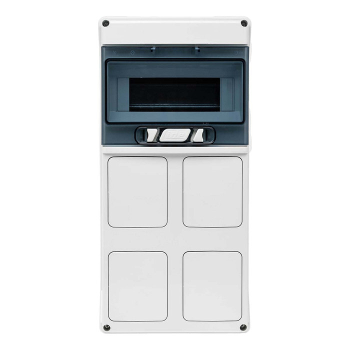 PCSN9PT/RR Настінний корпус для сил. розеток з отворами STAR 1х9 MOD 436x210x137мм, IP65, шини N+PE