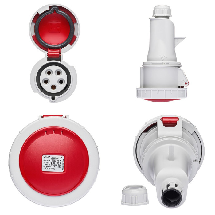 Розетка кабельна IDE MUNDIAL 3P+N+E 32 А 200/346–240/415 В IP66-67 - 03706