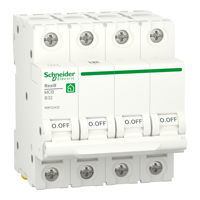 Автоматичний вимикач RESI9 32 А, 4P, крива В, 6кА