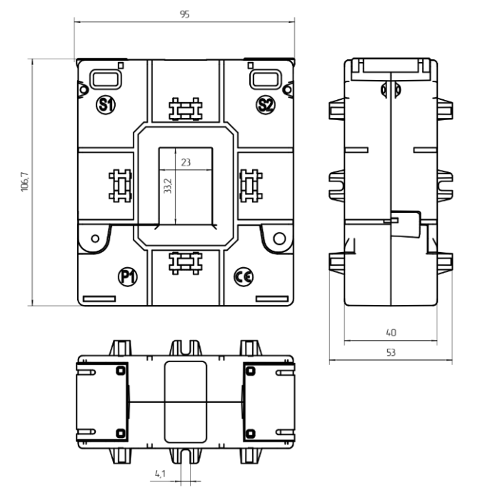 Трансформатор струму роз'ємний Vector VS VCTA132 100A 23×33 100/5