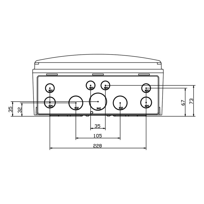 CSN12PT/RR Настінний корпус для сил. розеток STAR 1х12 MOD 436x310x147мм, IP65 з шинами N+PE