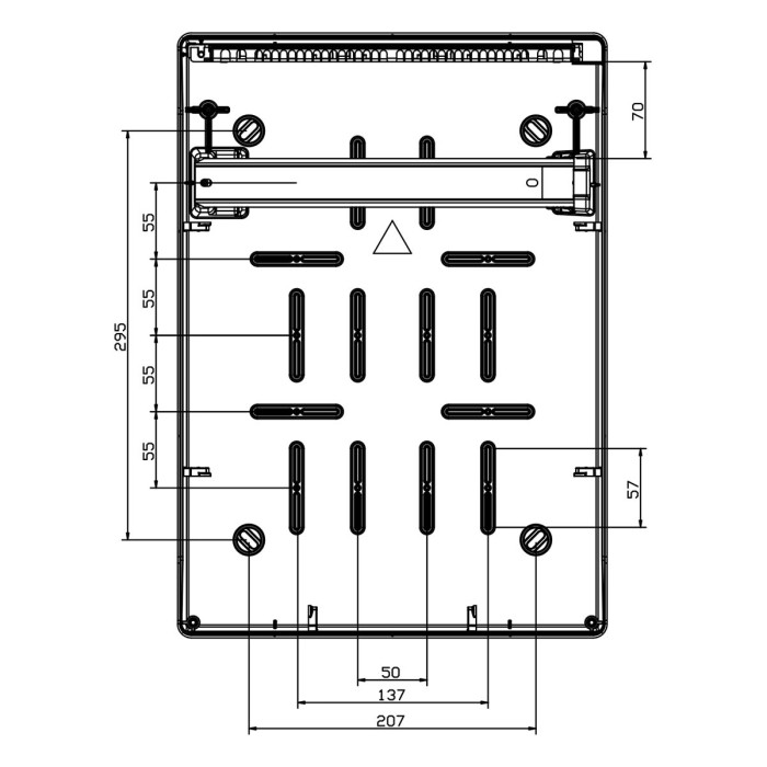 CSN12PT/RR Настінний корпус для сил. розеток STAR 1х12 MOD 436x310x147мм, IP65 з шинами N+PE