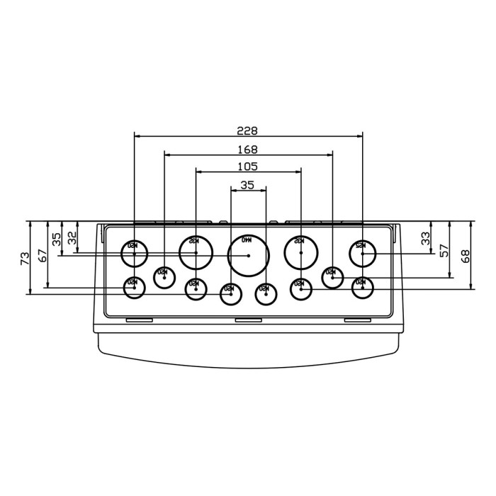 CSN12PT/RR Настінний корпус для сил. розеток STAR 1х12 MOD 436x310x147мм, IP65 з шинами N+PE