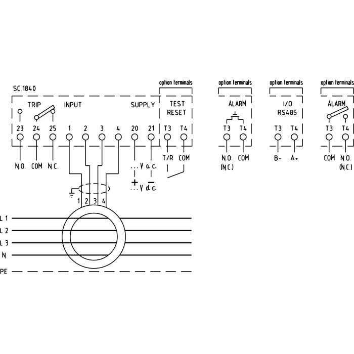 X35DB34DCR102C Реле витоку DC/АС 50-60Гц, T.R.In, живл. 230В АС