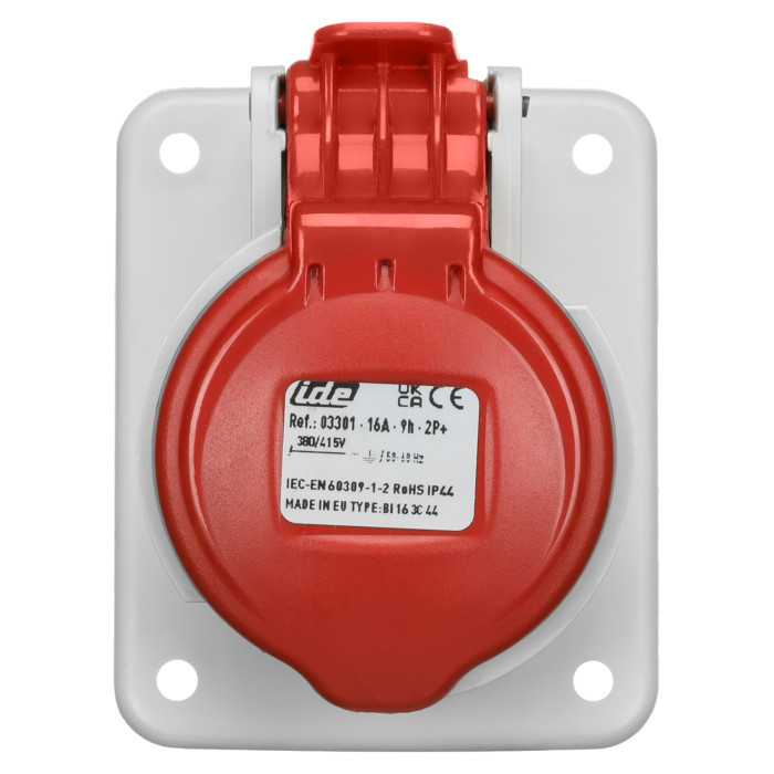 Розетка вбудована похила IDE MUNDIAL 2P+E 16A 380–415V IP44