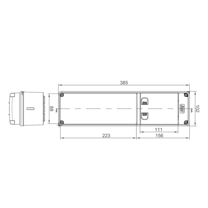 CSN4PT/R Настінний корпус для сил. розеток STAR 1х4 MOD 385x102x105мм IP65 з шинами N+PE