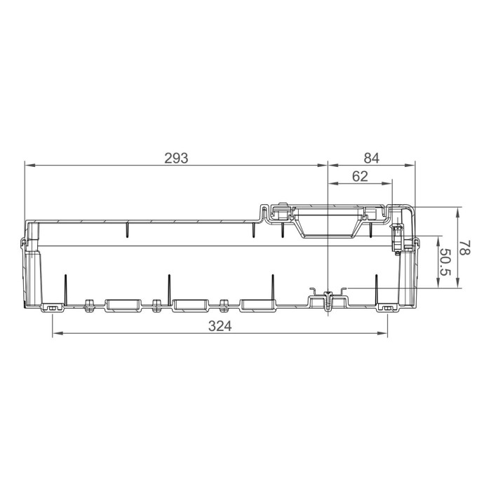 CSN4PT/R Настінний корпус для сил. розеток STAR 1х4 MOD 385x102x105мм IP65 з шинами N+PE