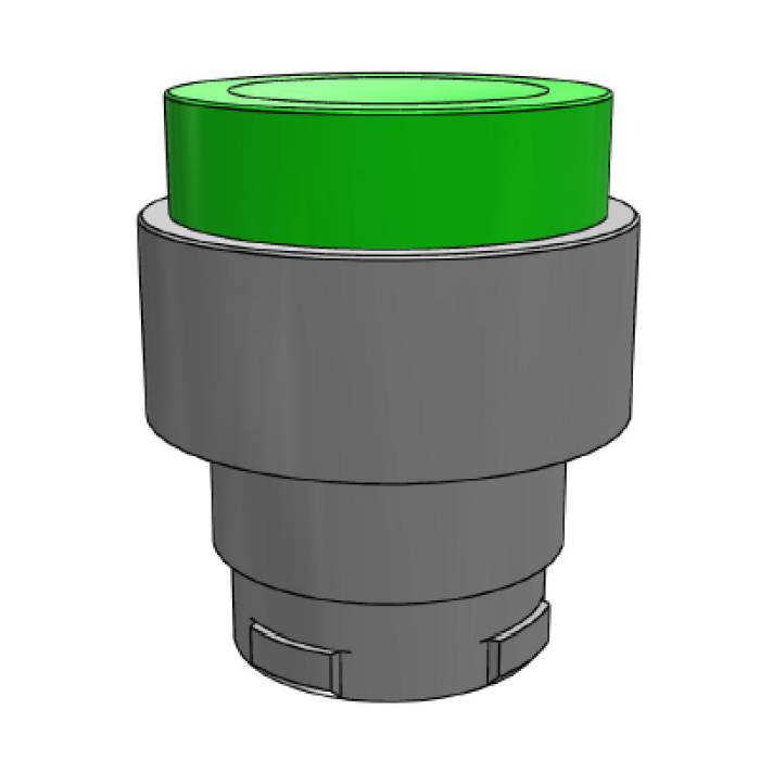 ECX 1112 Кнопка виступаюча без фіксації, зелена, металевий корпус 30 мм