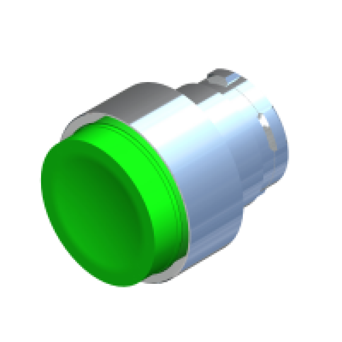ECX 1112 Кнопка виступаюча без фіксації, зелена, металевий корпус 30 мм