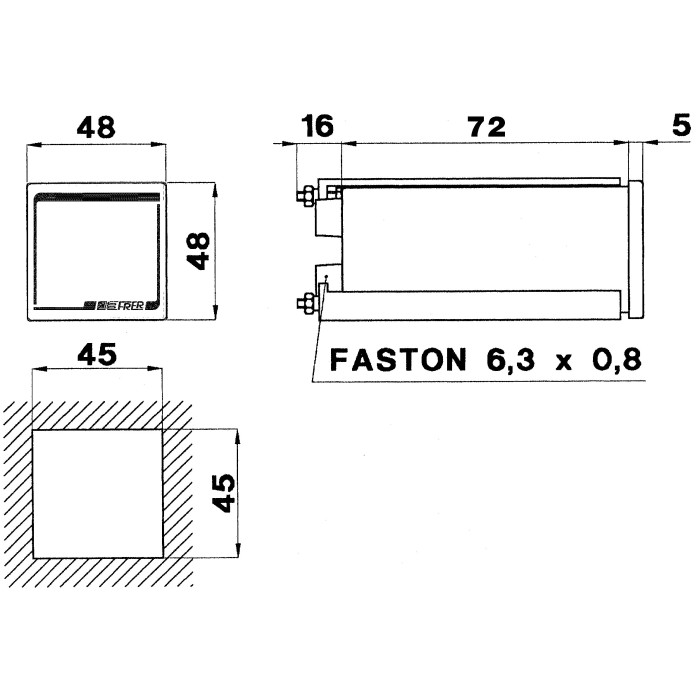 Амперметр цифровий FRER D48 48 × 48 115–230 AC ±10 В (постійного струму) - D48MS5YYYX0DS