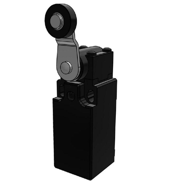 AP1T41Z11 Кінц. вимикач, пласт. корпус з метал. штовхачем, важельн. привід з нейлон. роликом NO+NC