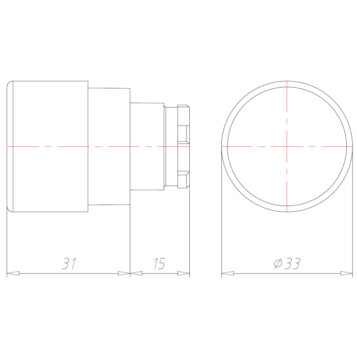 Кнопка грибовидна червона 33 мм COMEPI - ECX 1161