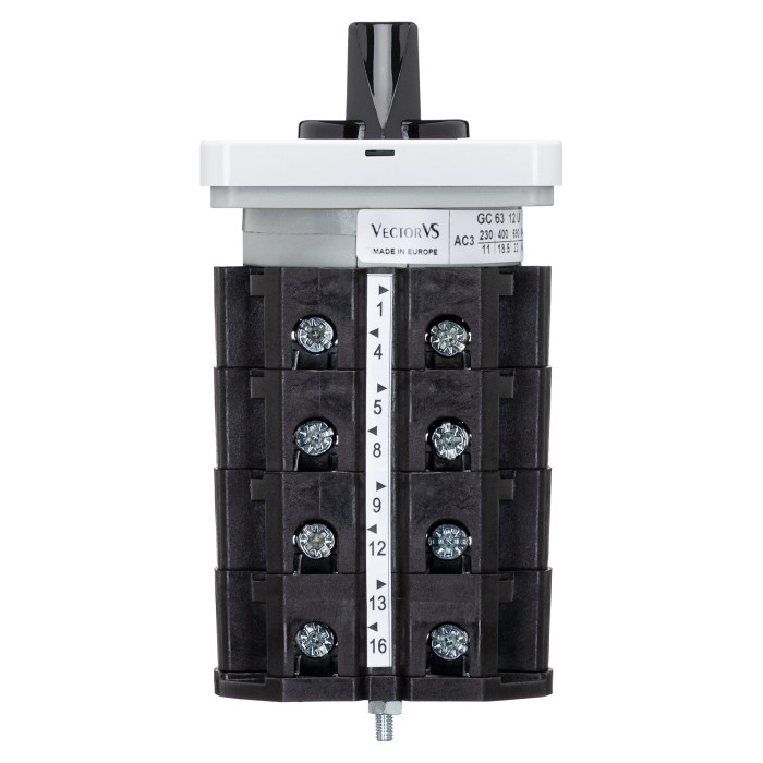 Кулачковий перемикач GC 63A схема 12 (0-Y-Δ)