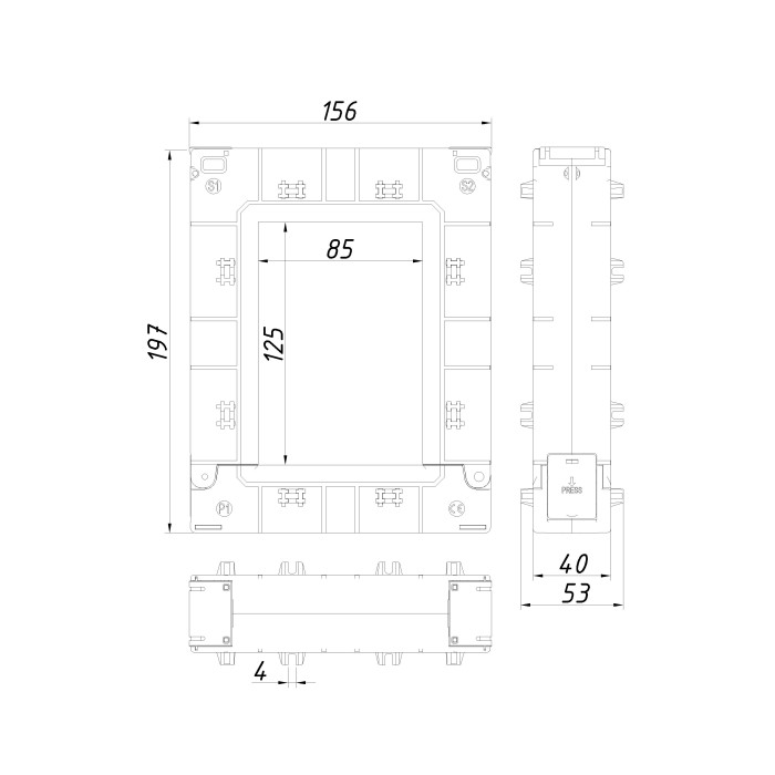 Трансформатор струму роз'ємний Vector VS VCTA225 3000A 85×125 3000/5