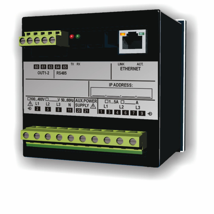 Аналізатор мережі FRER QUBO H, 100-400V 1-5A Ethernet, 80÷260V AC/DC + 2 рел. вих.