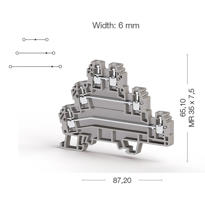 Клема Klemsan PUK Трирівнева 2.5 мм - 0.0.0.3.24109