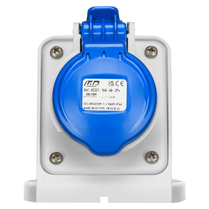 Розетка настінна IDE MUNDIAL 2P+E 16A 200–250V IP44