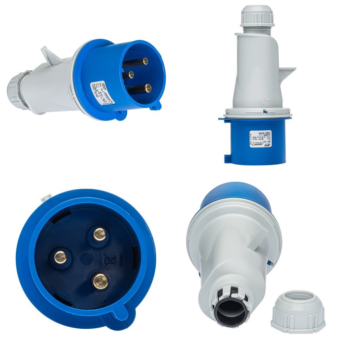 Вилка кабельна IDE MUNDIAL 2P+E 32 А 200–250 В IP44 - 02104