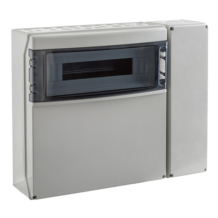 Настінний корпус для сил. розеток IDE ECO-STAR 1×18 MOD + додатковий модуль CSNPLUS