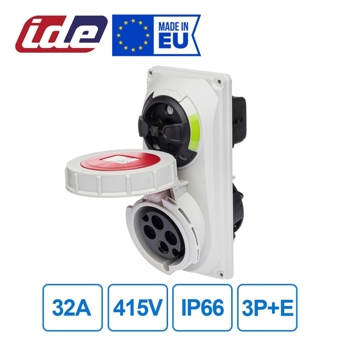 Розетка вбудована з механічним блокуванням IDE MUNDIAL 3P+E 32 А 380–415 В IP67 - 03815