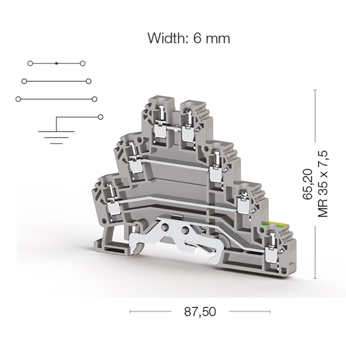 Клема Klemsan PUK Трирівнева 2.5 мм - 0.0.0.3.24309