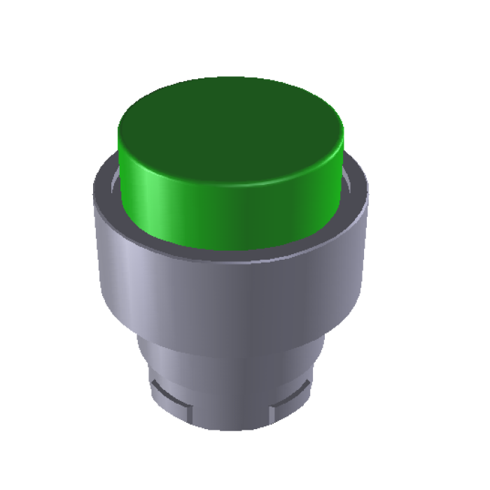 ECX 1182 Кнопка виступаюча з підсвічуванням, з фіксацією, зелена