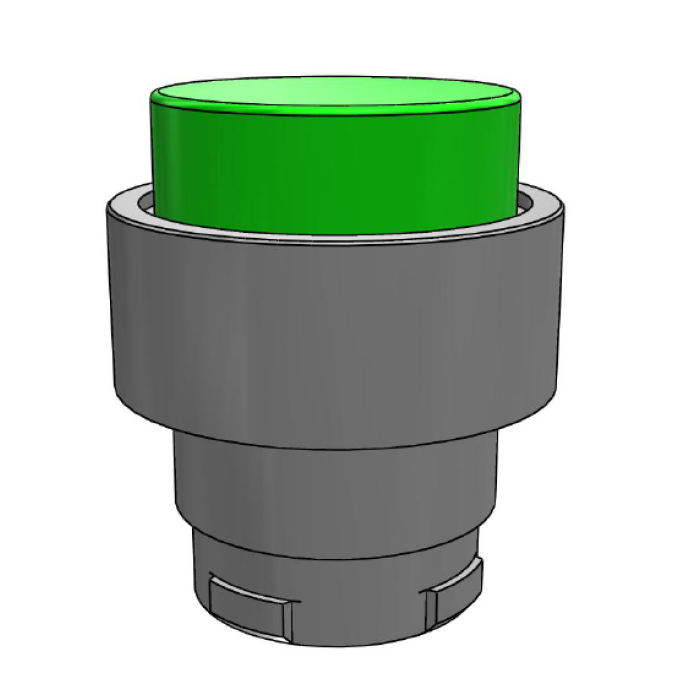 ECX 1182 Кнопка виступаюча з підсвічуванням, з фіксацією, зелена
