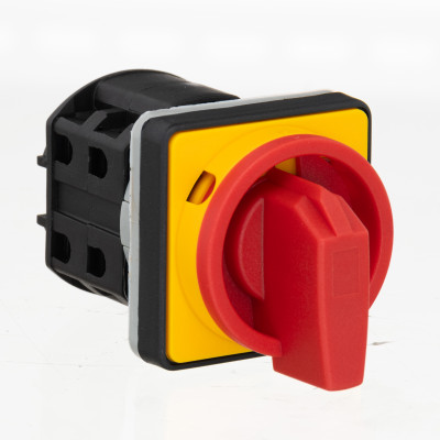 Кулачковий перемикач GC 25A 3P схема 10 (0-1) жовто-червоний