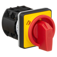 Кулачковий перемикач GC 25A 3P схема 10 (0-1) жовто-червоний