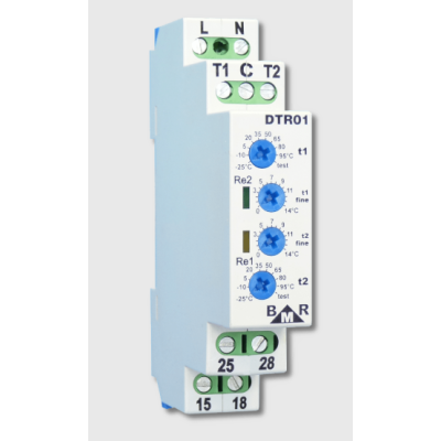 DTR01 Подвійне реле термостату + 2 температурних датчика