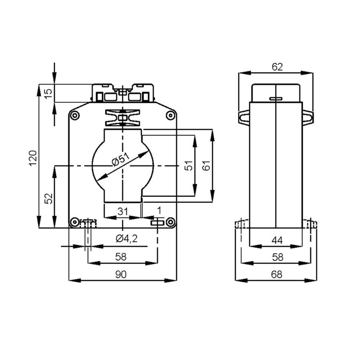 Трансформатор струму високоточний FRER TAT061 1500 А 61 × 31 1500/5 - TAT0611K5Y05
