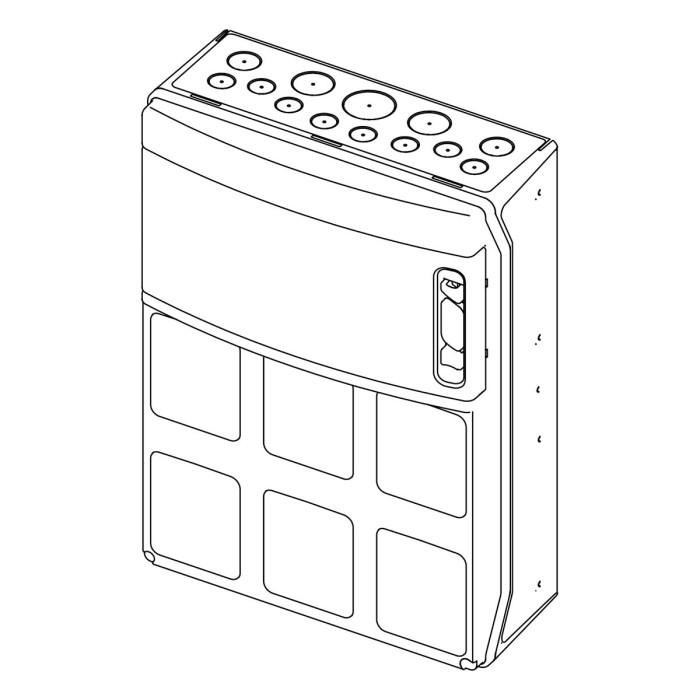 PCSN12PT/RR Настінний корпус для сил. розеток з отвора STAR 1х12 MOD 436x310x147мм, IP65, шини N+PE