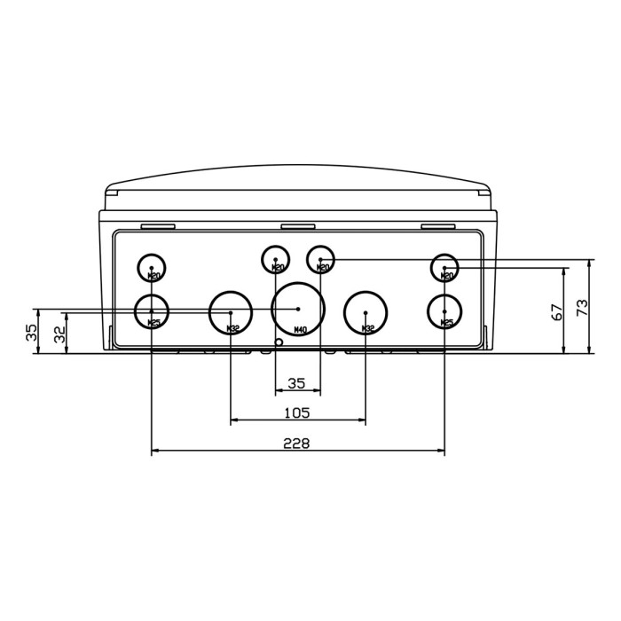 PCSN12PT/RR Настінний корпус для сил. розеток з отвора STAR 1х12 MOD 436x310x147мм, IP65, шини N+PE