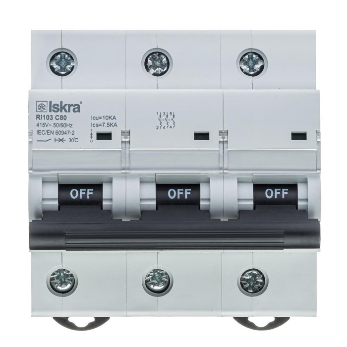 Модульний автоматичний вимикач ISKRA RI103 3P C80A 10кА - 786101259000