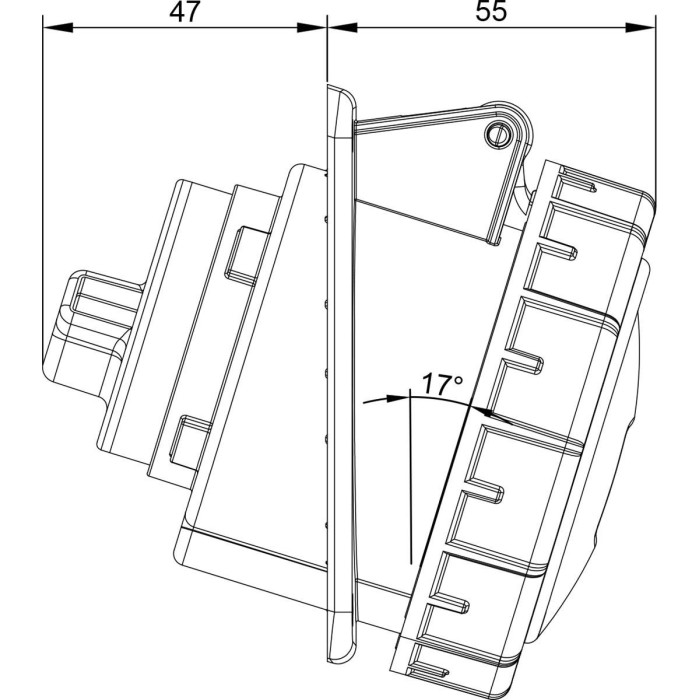 Розетка вбудована похила IDE MUNDIAL 2P+E 32 А 200–250 В IP66-67 - 02804