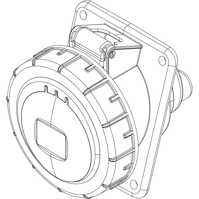 Розетка вбудована похила IDE MUNDIAL 2P+E 32 А 200–250 В IP66-67 - 02804