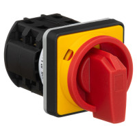 Кулачковий перемикач GC 25A 1P схема 90 (0-1) жовто-червоний