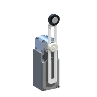 AM1T51Z11 Кінц. вимикач з метал. штовхачем, регульований зубчастий привід з роликом (18х5,5) NO+NC