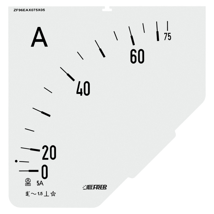 Шкала амперметра FRER ZF 75/5А В - ZF96EAX075X05